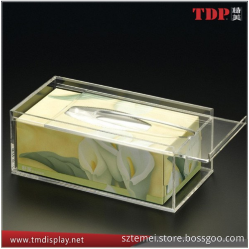 Manufacturer small large cube acrylic display boxes rectangle Fashional tall plastic Clear Acrylic Tissue Box with Sliding Lid